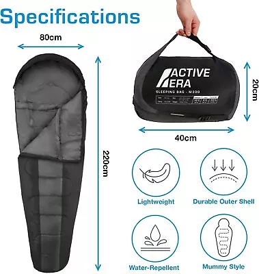 Active Era® Premium Sleeping Bag - Waterproof Camping Envelope Mummy Sleeping • £25.99