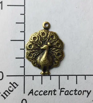 36253 - 6 Pc Small Peacock Charm Jewelry Finding Brass Ox  SALE • $1.88