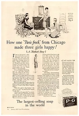 1927 P & G Soap Vintage Print Ad Paris Frock From Chicago Three Girls Happy  • $8.99