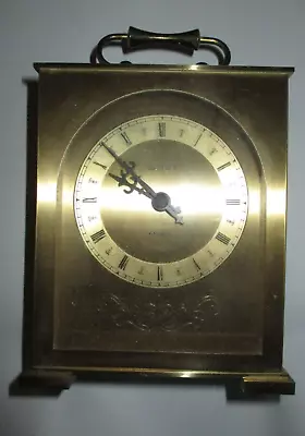 VINTAGE ESTYMA BRASS QUARTZ CARRIAGE CLOCK Working 13 X 10 Cm • $14.92