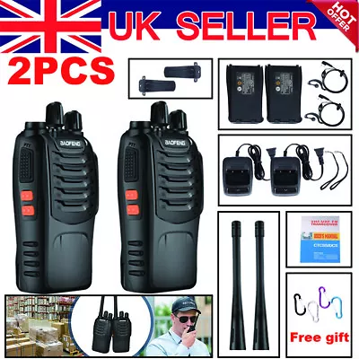 2x Baofeng BF-88E 400-470MHz Walkie Talkie Long Range Two Way Radio + Earpiece • £19.99