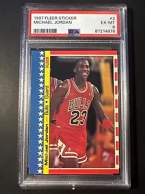 1987 Fleer Sticker Michael Jordan #2 PSA 6 EX-MT • $100