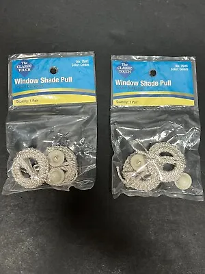 Roller Window Shade Cream Crochet Ring Pull W/ Screw Button 1 Pair/Pkg (Lot Of 2 • £13.49