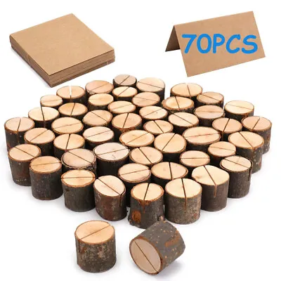 £11.59 • Buy 70pcs Wooden Table Card Holder Stand Number Place Name Menu Wedding Party Decor