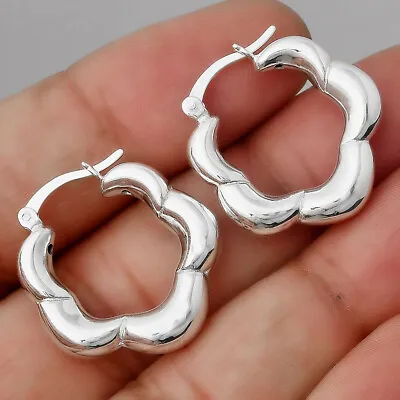 Italian Style Hoop Earrings 925 Sterling Silver Jewelry 6164 • $11.49