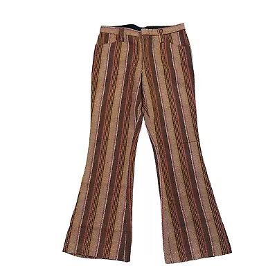 Vtg H.I.S For Her Women’s Wool Brown Stripe Hippie Bell Bottom  Flare Pants • $54