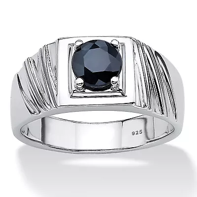 PalmBeach Jewelry Men's 1.41 TCW Midnight Blue Genuine Sapphire .925 Silver Ring • $59.99