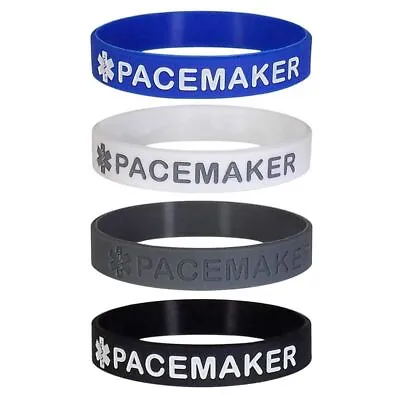 4 Pack Adults Pacemaker Medical Alert ID Silicone Wristbands Bracelets Safety • $9.99