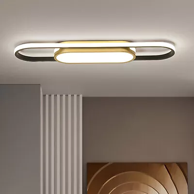 Modern Linear LED Flush Mount Ceiling Light Fixture Dimmable Ceiling Lamp+Remote • $60.99