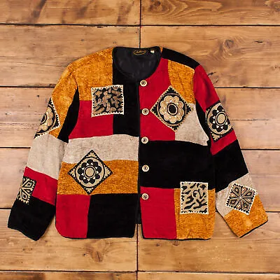 Vintage Allure Tapestry Jacket L Check Multicoloured Womens Button • £40.49