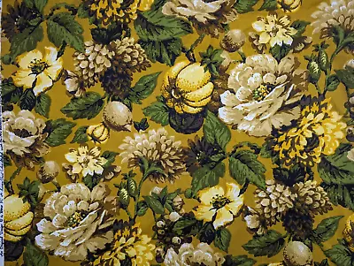 Vintage 60's MCM Hero JC Floral Foliage Screenprint Barkcloth On Bolt SOLD BTY • $29.99