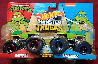 NINJA TURTLES Monster Jam Trucks Demolition Doubles 1:64 Hot Wheels 2021  2 PACK • $34.95