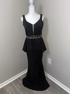 Blaudine Long Black Dress Size 6 Rhinestones Prom Formal Cocktail Beautiful  • $29.99