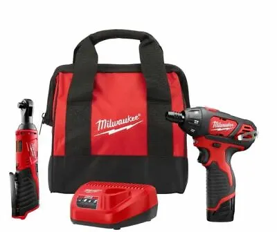 Milwaukee 2401-21R M12 12V Li-Ion Screwdriver & 3/8  Ratchet Kit W/ Battery NEW! • $139.90