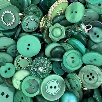 Incredible Mixed Lot Of Dyed GREEN Premium Buttons All Sizes For Embellishments • $7.50