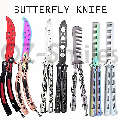 CSGO Rainbow Butterfly Balisong Comb Knife Metal Folding Practice Training Tool • $7.99