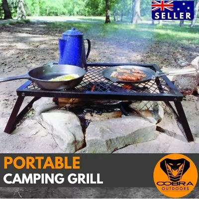 Camping Grill Campfire BBQ Outdoor Portable Cooking Fishing 4wd Foldable Grill • $49