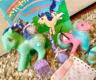 Vintage My Little Pony LoT SEAFLOWER Flutter PINK CoMB 80s Book G1 Hasbro SHELLS • $17.99
