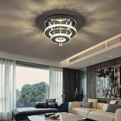 LED Crystal Ceiling Lights Chandelier For Living Room Bedroom Kitchen Hallway • £35.95
