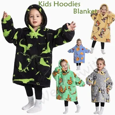 £14.07 • Buy Kids Boys Girls Hoodie Blanket Oversized Plush Soft Sherpa Wearable Sweatshirt ~