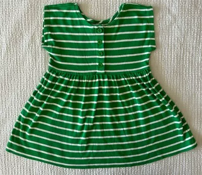 Hanna Andersson Girls 90 3T Green Dress Striped Skater Toddler Kids EUC • $14.99