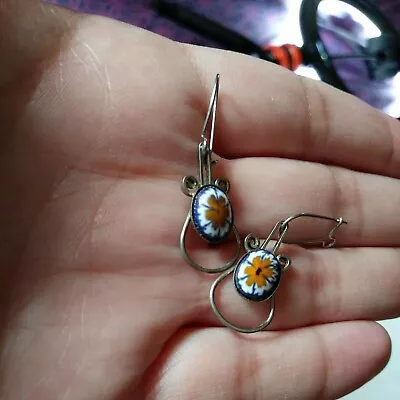 Millefiori Guitar Earrings Vintage Untested • $15