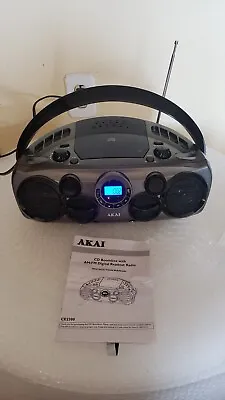 Akai CE2300 CD Boombox FM  Radio Silver Black Color CD NOT WORKING • $35