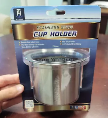 T H Marine Stainless Steel Cup Holder W/ Rubber Insert • $15