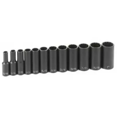 Grey Pneumatic 1202D 12pc 3/8  Drive 12pt Deep Fractional Impact Socket Set • $58.28