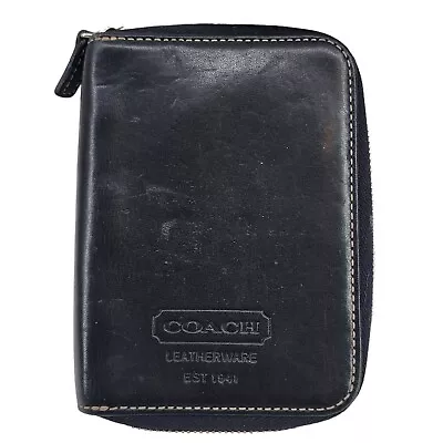 Vintage Coach Black Leather Palm Pilot PDA Organizer Zip Case Wallet Pouch • $34.99