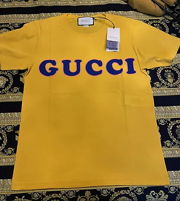$651.32 • Buy NWT 100% AUTH Gucci GG LOGO T Shirt MRSP Size XS FITS LIKE M Yellow