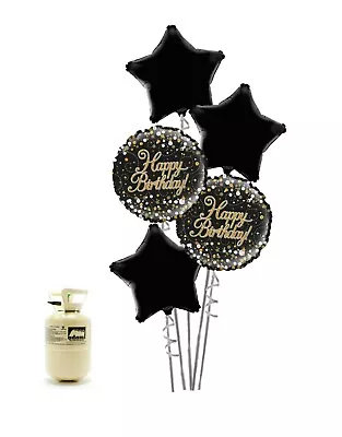 £48.74 • Buy Black Star Happy Birthday Foil Balloon Bouquet Kit With Helium Canister ***