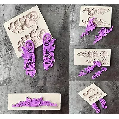 £2.39 • Buy Silicone Fondant Mould Vintage Relief Baroque Cake Decorating Sugar Paste Mold