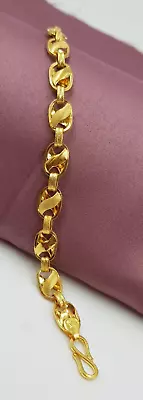 Plain Handmade Yellow Gold 22K Hallmark 916 Link Style Unisex Chain Bracelet 8mm • $1424.80