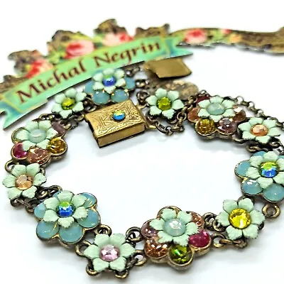Michal Negrin Bracelet Flowers Victorian Multicolor With Swarovski Crystals Gift • $78.40