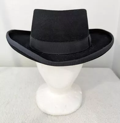 HXC Cowboy Hat Men's Black 100% Wool Sz 7 3/8 Made In USA 5923 • $24.99