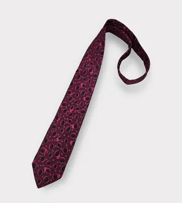 VERSACE Red Geometric Floral Medusa Silk LUXURY Tie ITALY  • $103.59