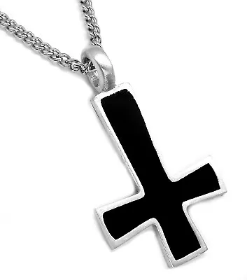 Black Inverted Cross Occult Pendant With Chain Necklace • £6.90