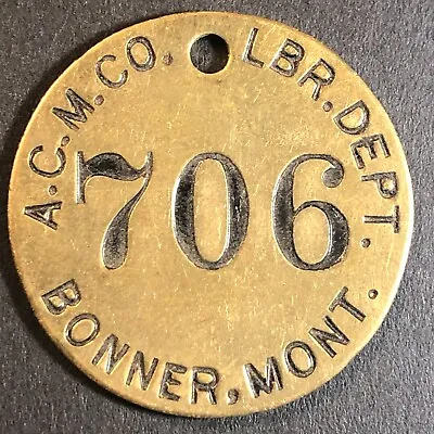 Anaconda Copper Mining Co. Bonner MT Saw Mill Brass Tool Check Tag 32.5mm #706 • $24.99