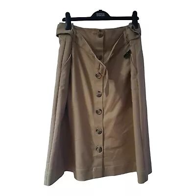  Skirt Size 22 Beige Marks And Spencer A-Line Buttons • £20