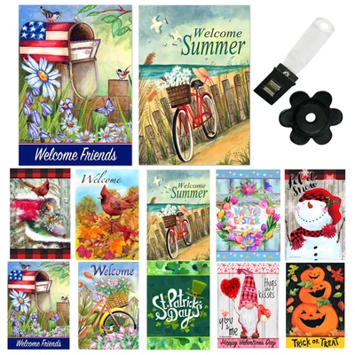 $20.98 • Buy Garden Flags Set Of 10 12x18 Double Sided Fall Yard Flags With Wind Clip Stopper