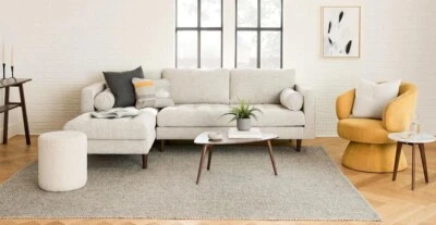 £999 • Buy Scott 4 Seater Chaise Corner Sofa Left Hand Ivory Weave Sofa - Save £££