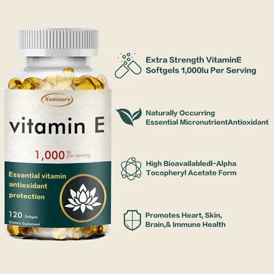 Vitamin E 1000IU - For Hair Skin Nail And Face Health Immune Support 120pcs • $14.13