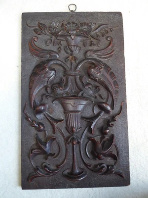 £45 • Buy Vintage Carved  Panel, Salvaged Wooden Carving, Dragons, Fish