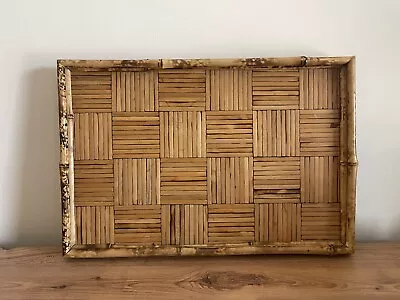 Large 18  X 12  Vintage Serving Bamboo Tray • $24