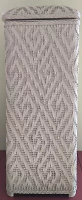 Lamont Square Woven Wicker Laundry Hamper Padded Lid Cream White Vintage • $69.99