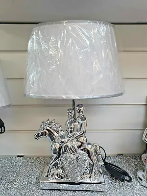 Crushed Diamond Lamp Horse And Couple With Shade Romany Style • £30