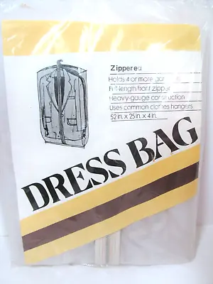 Travel Dress Bag Clear Plastic Zipper Storage Uses Hangers NOS Vintage M • $14