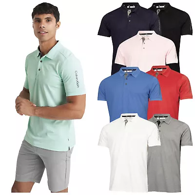 2024 Calvin Klein Mens Club Polo Shirt Top Lightweight Golf Short Sleeve Logo • £26.95