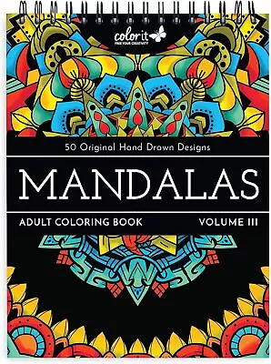 ColorIt Mandalas To Color Volume III Adult Coloring Book 50 Sheets - White • $35